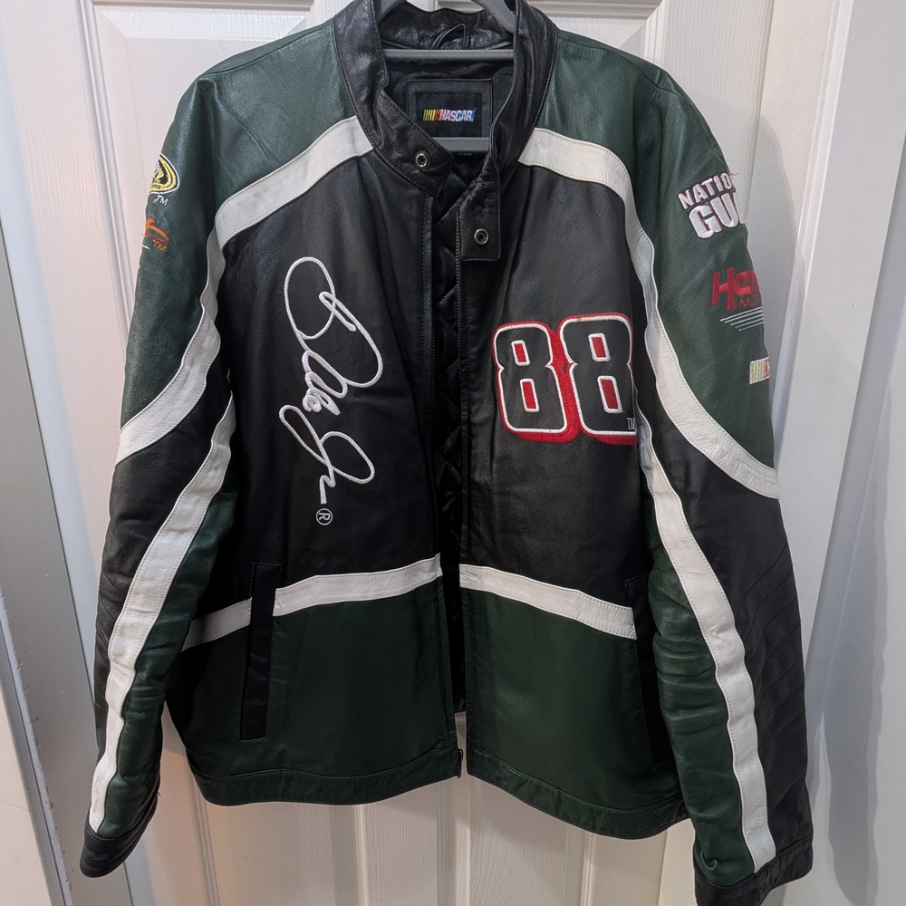 NASCAR Men's Black and Green Racing Jacket